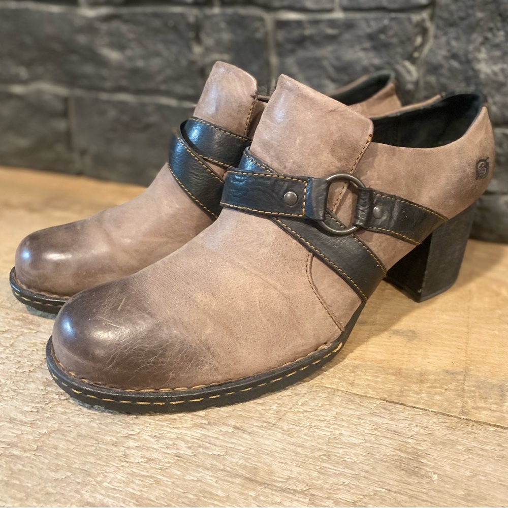 Born Leather Chunky Heels